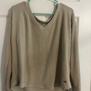 Hollister Beige V-Neck Ribbed Sweater